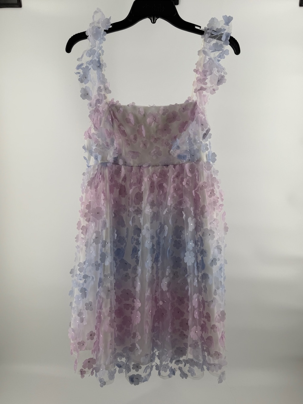 Storia Blue & Purple 3D Petal Babydoll Dress - Picture 5 of 13